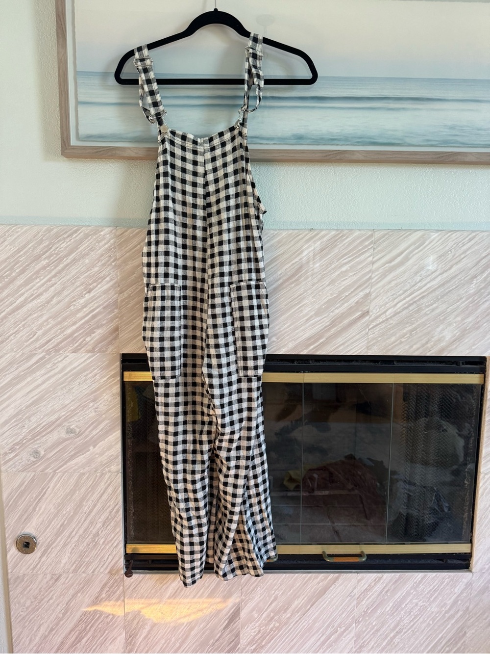 Zara Black and White Gingham Jumpsuit